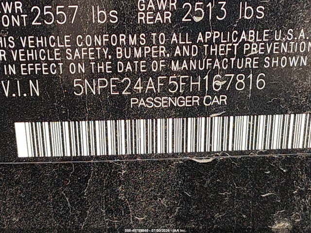 Hyundai SONATA SE 2015 5NPE24AF5FH167816 Image 9