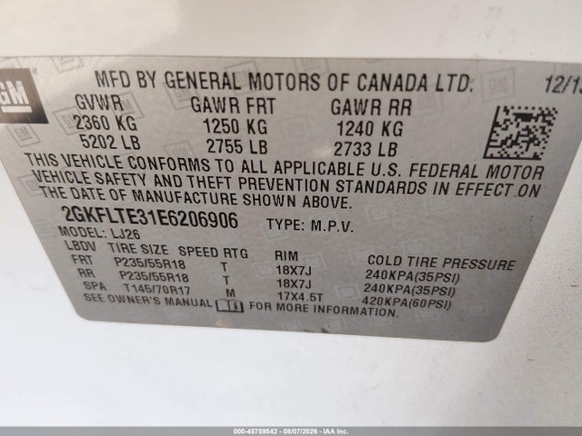 Продаж на аукціоні авто 2014 Gmc Terrain Slt-2, vin: 2GKFLTE31E6206906, номер лоту: 45759542