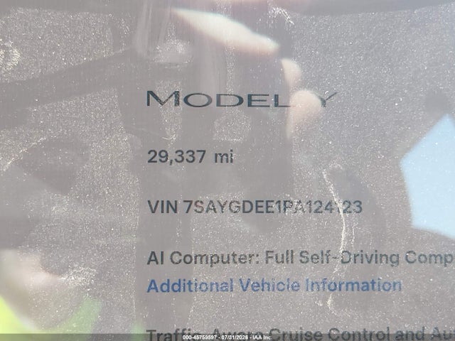 Auction sale of the 2023 Tesla Model Y Awd/long Range Dual Motor All-wheel Drive, vin: 7SAYGDEE1PA124123, lot number: 45759597