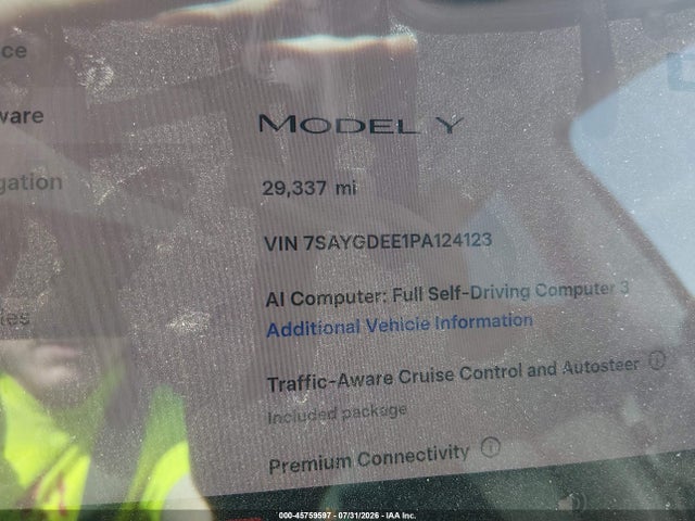 Auction sale of the 2023 Tesla Model Y Awd/long Range Dual Motor All-wheel Drive, vin: 7SAYGDEE1PA124123, lot number: 45759597