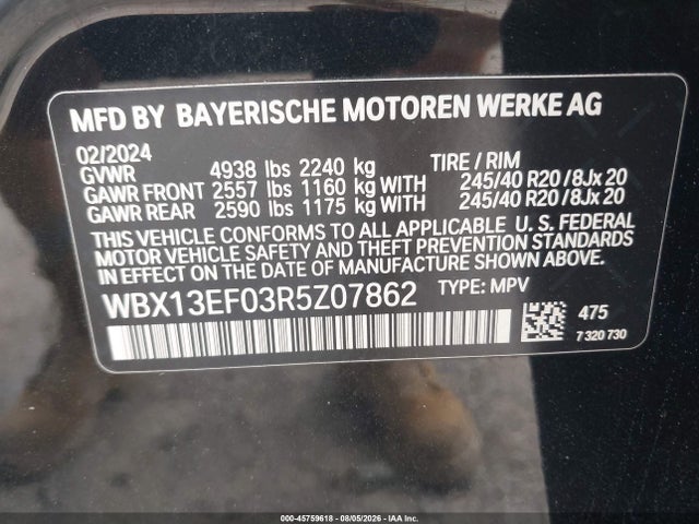 2024 Bmw X1 M35i მანქანა იყიდება აუქციონზე, vin: WBX13EF03R5Z07862, აუქციონის ნომერი: 45759618
