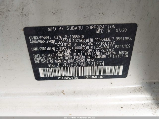 Продажа на аукционе авто 2021 Subaru Crosstrek Sport, vin: JF2GTHSC9MH221374, номер лота: 45759691