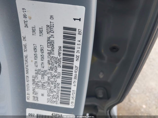 5TFCZ5AN7KX210745 Toyota Tacoma Trd Sport