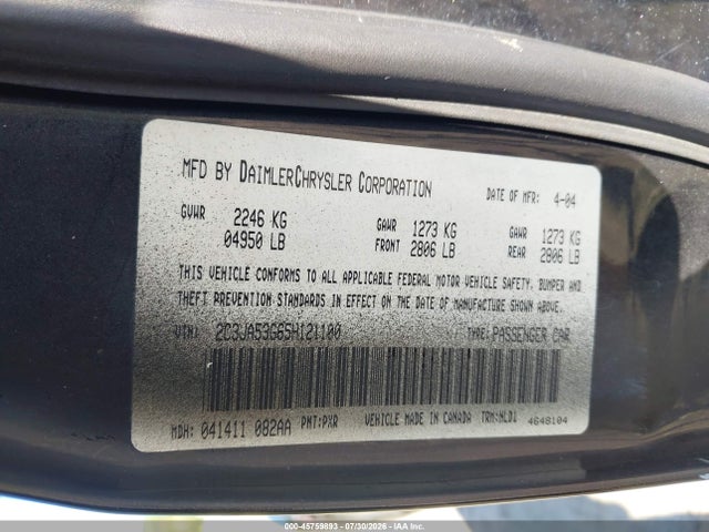 45759893 :رقم المزاد ، 2C3JA53G65H121100 vin ، 2005 Chrysler 300 Touring مزاد بيع