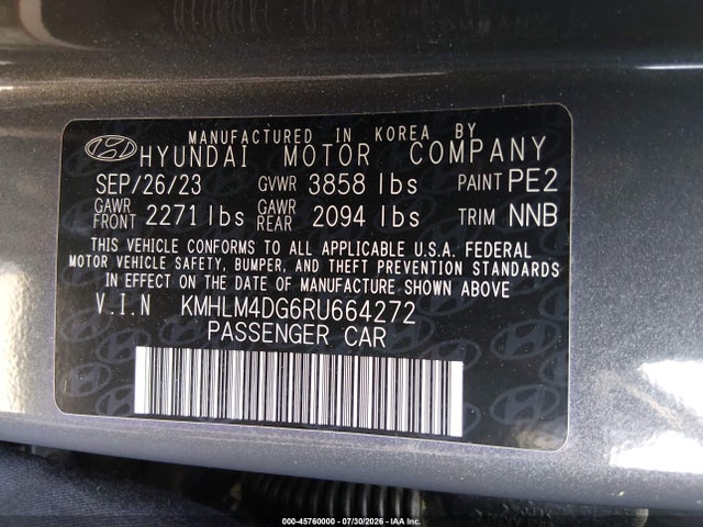2024 Hyundai Elantra Sel მანქანა იყიდება აუქციონზე, vin: KMHLM4DG6RU664272, აუქციონის ნომერი: 45760000