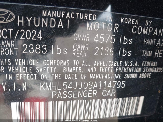 KMHL54JJ0SA114795 Hyundai Sonata Hybrid Limited