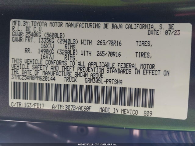 3TMCZ5AN8PM620144 Toyota Tacoma Trd Off Road