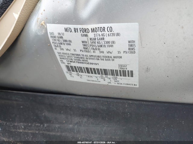Ford Explorer 2017 1FM5K7B88HGE09101 Image 9