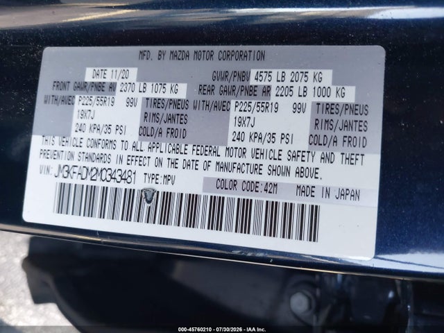 Aukcja sprzedaży 2021 Mazda Cx-5 Grand Touring, vin: JM3KFADM2M0343481, numer aukcji: 45760210