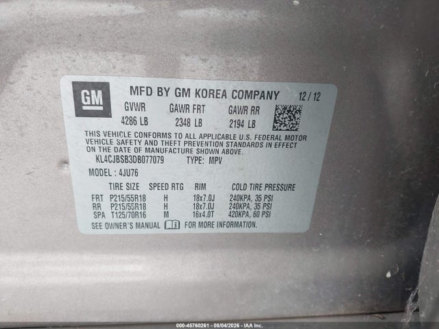 Продаж на аукціоні авто 2013 Buick Encore Convenience, vin: KL4CJBSB3DB077079, номер лоту: 45760261