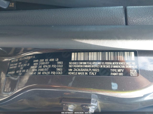 Aukcja sprzedaży 2020 Jeep Renegade Sport 4x4, vin: ZACNJBAB9LPL16023, numer aukcji: 45760283