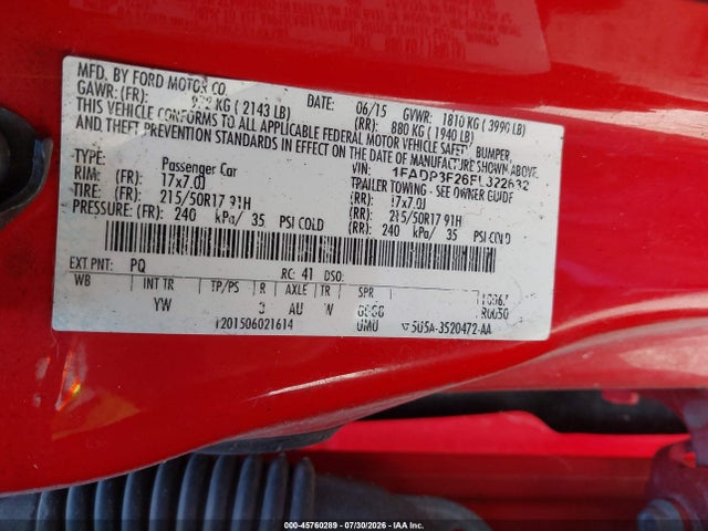 Продажа на аукционе авто 2015 Ford Focus Se, vin: 1FADP3F26FL322632, номер лота: 45760289