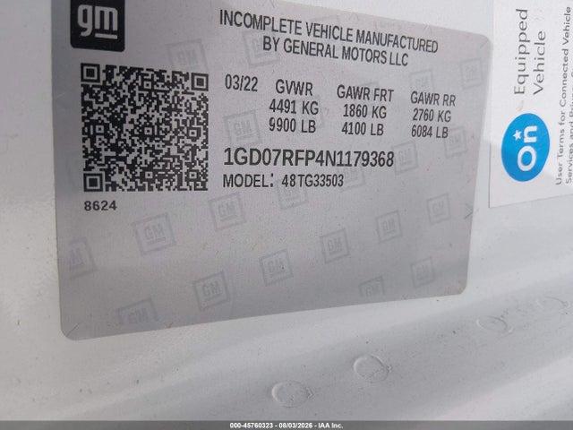 Продаж на аукціоні авто 2022 Gmc Savana Cutaway Work Van, vin: 1GD07RFP4N1179368, номер лоту: 45760323