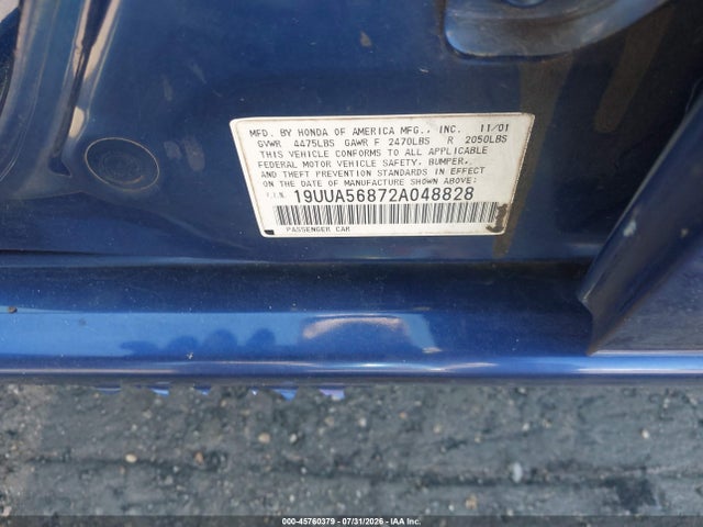 Aukcja sprzedaży 2002 Acura Tl 3.2 Type S, vin: 19UUA56872A048828, numer aukcji: 45760379