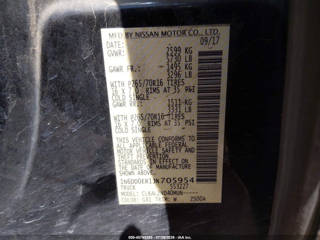 Nissan Frontier Sv 2018 1N6DD0ER1JN705954 Image 9