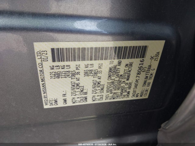 Продажа на аукционе авто 2023 Nissan Rogue S Intelligent Awd, vin: 5N1BT3AB5PC780616, номер лота: 45760539