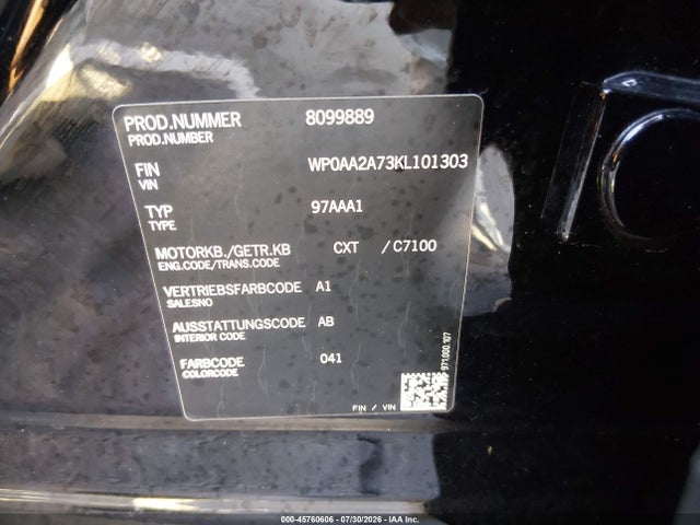 Продажа на аукционе авто 2019 Porsche Panamera 4, vin: WP0AA2A73KL101303, номер лота: 45760606