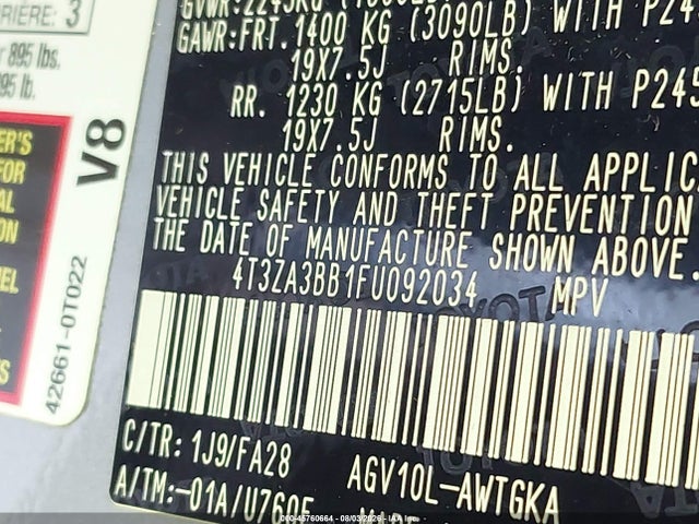 Toyota VENZA LE 2015 4T3ZA3BB1FU092034 Image 9