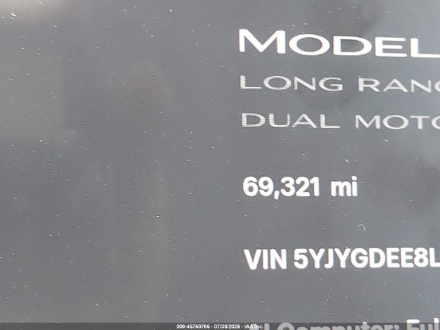 Продаж на аукціоні авто 2020 Tesla Model Y Long Range Dual Motor All-wheel Drive, vin: 5YJYGDEE8LF006046, номер лоту: 45760706
