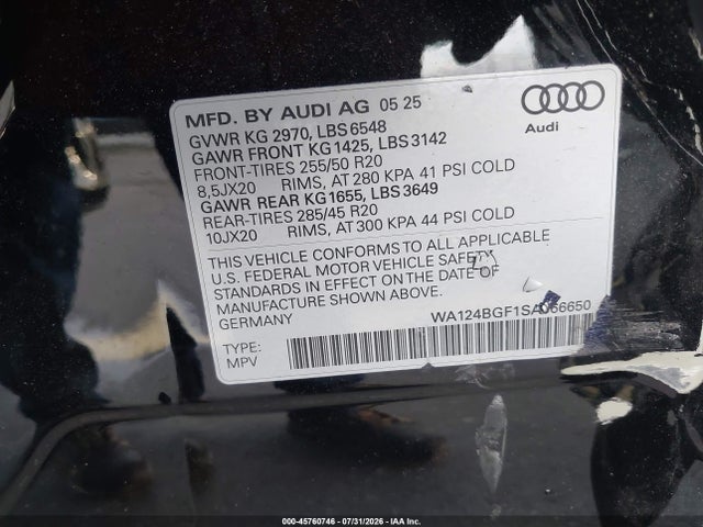 Audi Q6 E-tron Premium Plus Quattro 2025 WA124BGF1SA066650 Image 9