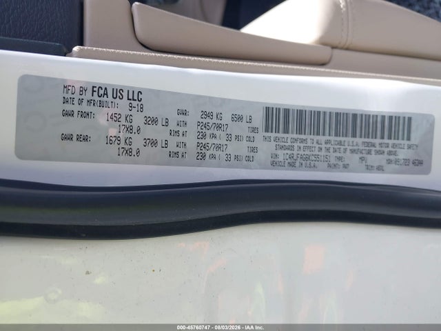 Продажа на аукционе авто 2019 Jeep Grand Cherokee Laredo E 4x4, vin: 1C4RJFAG6KC551151, номер лота: 45760747