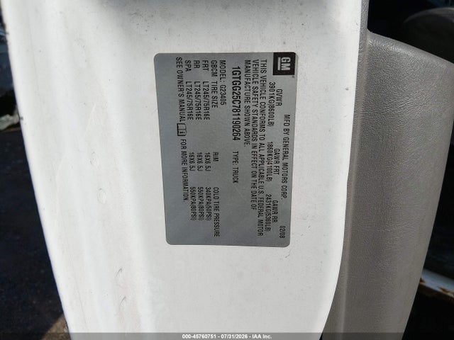 Aukcja sprzedaży 2008 Gmc Savana Work Van, vin: 1GTGG25C781190264, numer aukcji: 45760751