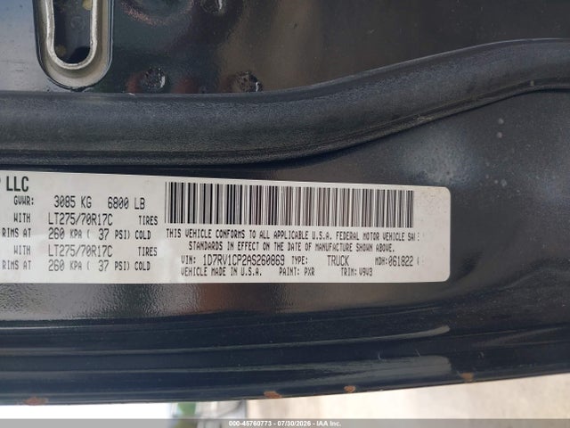 Продаж на аукціоні авто 2010 Dodge Ram 1500 Slt/sport/trx, vin: 1D7RV1CP2AS260869, номер лоту: 45760773