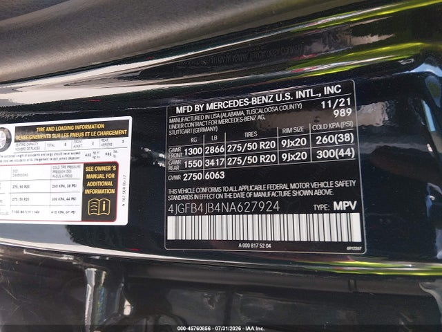 4JGFB4JB4NA627924 Mercedes-Benz GLE 350