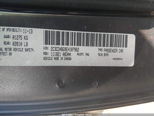 45760931 :رقم المزاد ، 2C3CDXBG9EH187962 vin ، 2014 Dodge Charger Se مزاد بيع