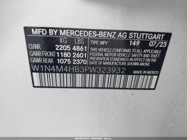 Auction sale of the 2023 Mercedes-benz Glb 250 4matic, vin: W1N4M4HB3PW323932, lot number: 45761018