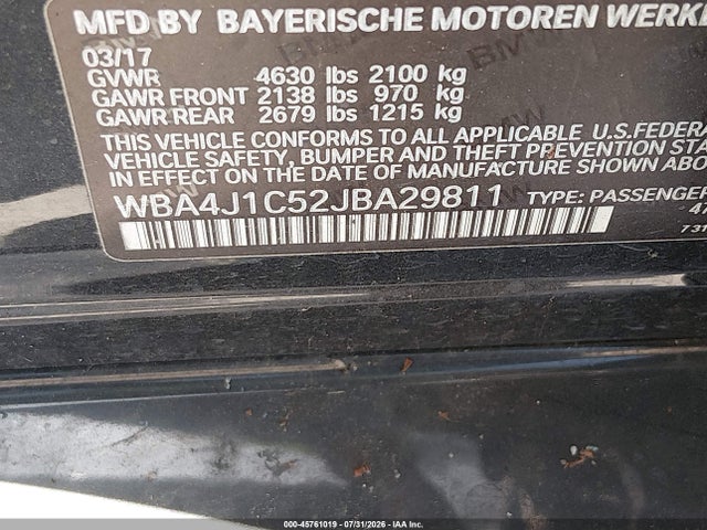 45761019 :رقم المزاد ، WBA4J1C52JBA29811 vin ، 2018 Bmw 430i Gran Coupe مزاد بيع