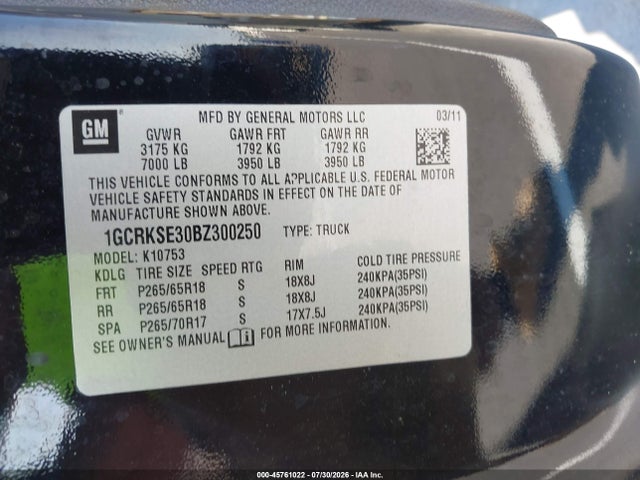 Продажа на аукционе авто 2011 Chevrolet Silverado 1500 Lt, vin: 1GCRKSE30BZ300250, номер лота: 45761022
