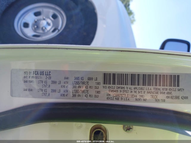 Продажа на аукционе авто 2020 Ram 1500 Classic Tradesman  4x4 6'4 Box, vin: 1C6RR7ST7LS118544, номер лота: 45761098