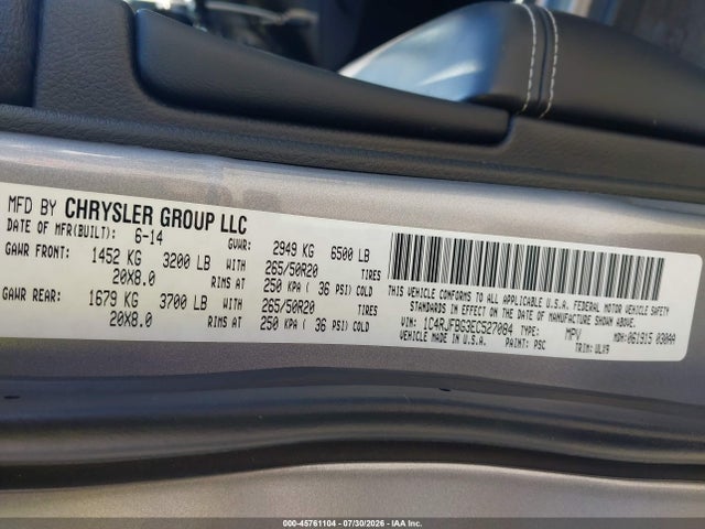 Продаж на аукціоні авто 2014 Jeep Grand Cherokee Limited, vin: 1C4RJFBG3EC527084, номер лоту: 45761104