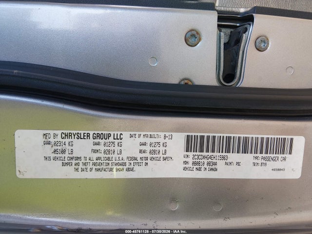 2014 Dodge Charger Sxt მანქანა იყიდება აუქციონზე, vin: 2C3CDXHG4EH115963, აუქციონის ნომერი: 45761128