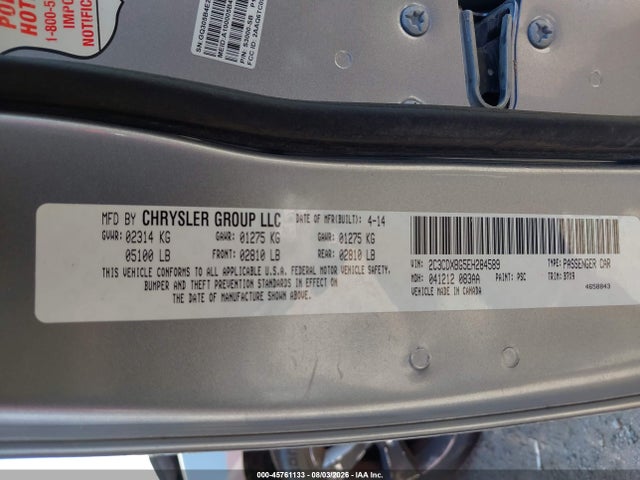 45761133 :رقم المزاد ، 2C3CDXBG5EH284589 vin ، 2014 Dodge Charger Se مزاد بيع
