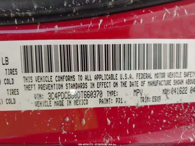 Продажа на аукционе авто 2013 Dodge Journey Sxt, vin: 3C4PDCBG0DT660370, номер лота: 45761172