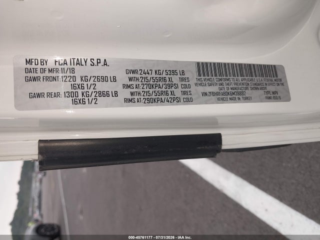 Aukcja sprzedaży 2019 Ram Promaster City Tradesman, vin: ZFBHRFAB0K6M39892, numer aukcji: 45761177