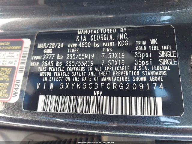 2024 Kia Sportage Sx-prestige მანქანა იყიდება აუქციონზე, vin: 5XYK5CDF0RG209174, აუქციონის ნომერი: 45761185