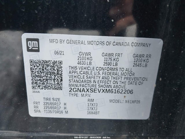 Chevrolet Equinox Awd Ls 2021 2GNAXSEVXM6162206 Image 9