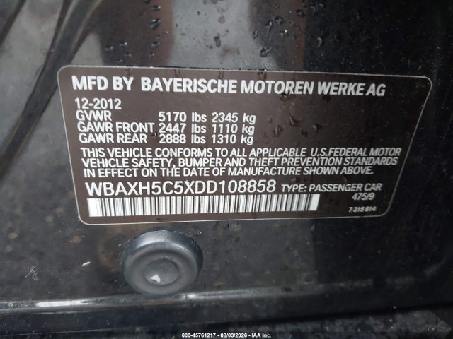 Aukcja sprzedaży 2013 Bmw 528i Xdrive, vin: WBAXH5C5XDD108858, numer aukcji: 45761217