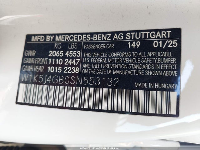 Продажа на аукционе авто 2025 Mercedes-benz Cla 250 Coupe, vin: W1K5J4GB0SN553132, номер лота: 45761263