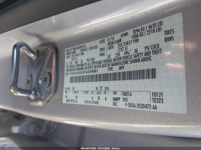 Ford ESCAPE SE 2015 1FMCU0GXXFUA74561 Image 9