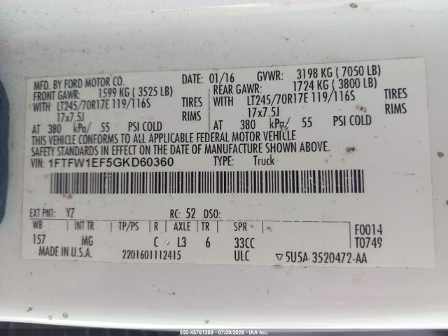 Ford F-150 Xlt 2016 1FTFW1EF5GKD60360 Image 9