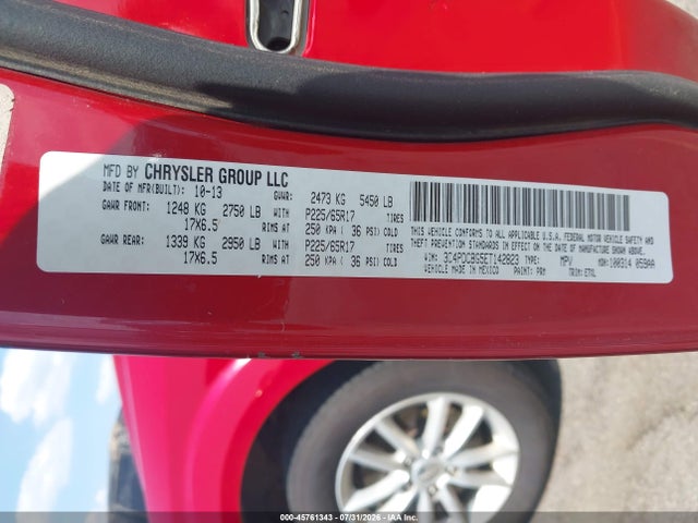 45761343 :رقم المزاد ، 3C4PDCBG5ET142823 vin ، 2014 Dodge Journey Sxt مزاد بيع