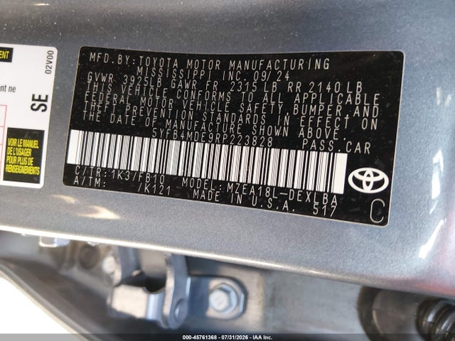5YFB4MDE9RP223828 Toyota COROLLA LE