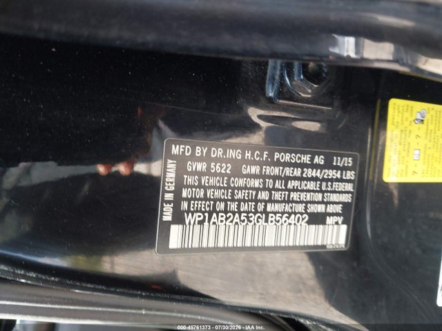 Продажа на аукционе авто 2016 Porsche Macan S, vin: WP1AB2A53GLB56402, номер лота: 45761373