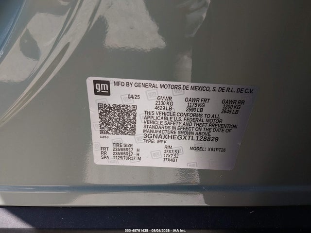 3GNAXHEGXTL128829 Chevrolet Equinox Fwd Lt