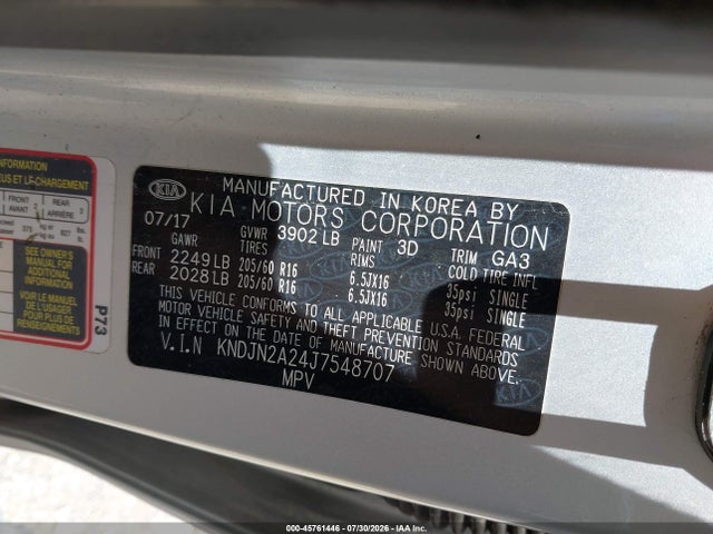 Aukcja sprzedaży 2018 Kia Soul, vin: KNDJN2A24J7548707, numer aukcji: 45761446