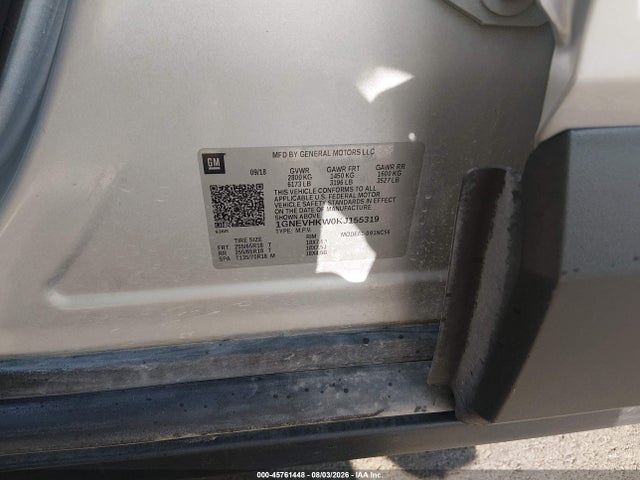 2019 Chevrolet Traverse 3lt მანქანა იყიდება აუქციონზე, vin: 1GNEVHKW0KJ155319, აუქციონის ნომერი: 45761448